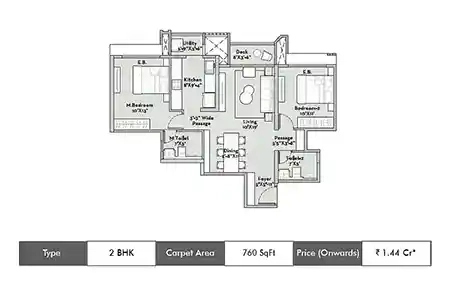 2 BHK 760 SqFt
